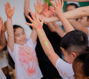 Children Raising Hands Group Activity
