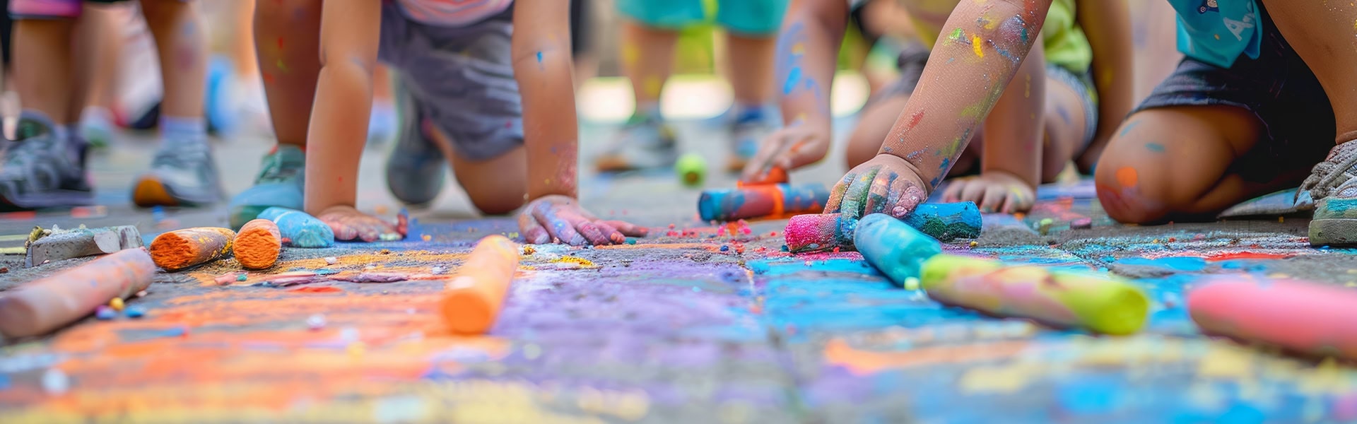 Children Colorful Chalk Art Activity