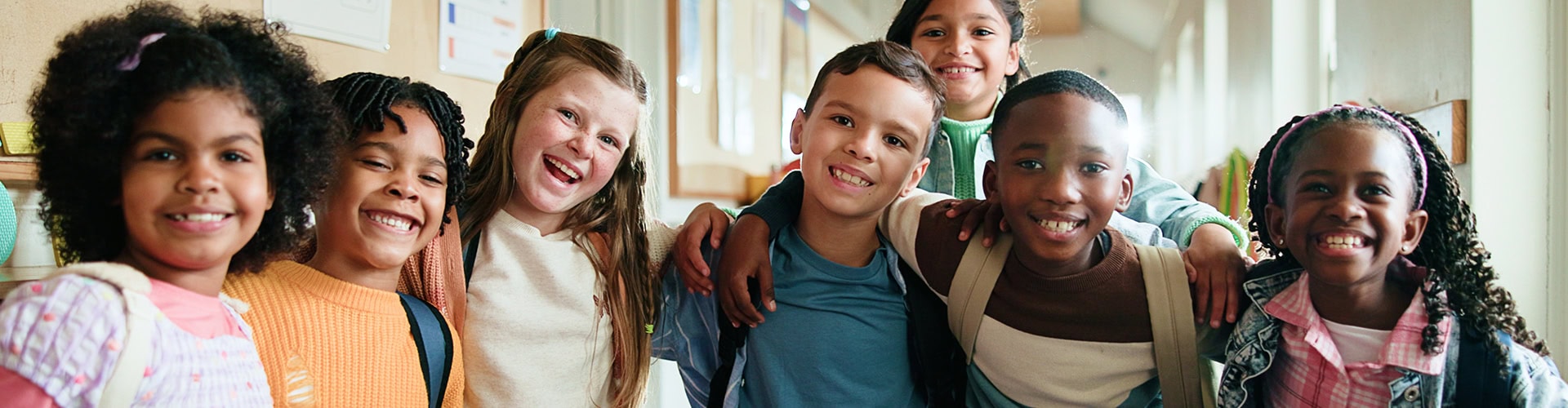 Diverse Elementary Students Smiling School