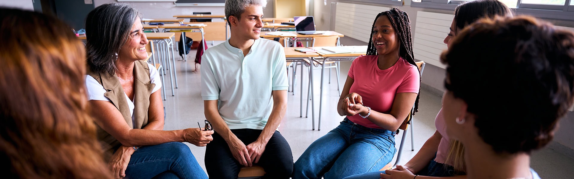 High School Students Group Discussion Classroom