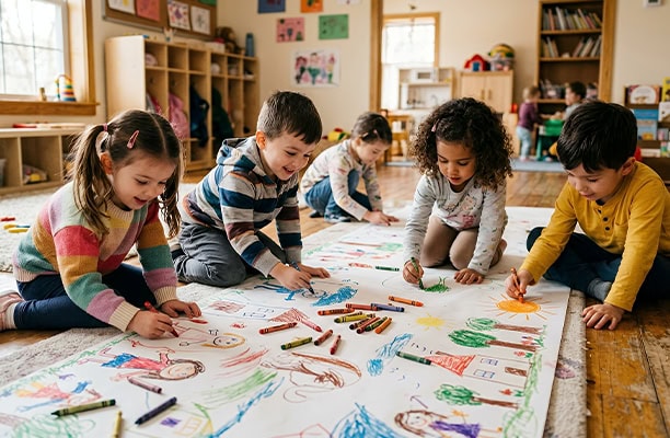 Preschool Children Classroom Art Activity